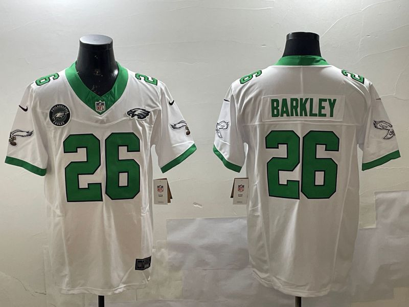 Men Philadelphia Eagles #26 Barkley White three generations Throwback 2025 Nike Vapor Limited NFL Jersey style 5->philadelphia eagles->NFL Jersey